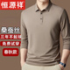 Hengyuanxiang Mulberry Seide Langarmed T-Shirt für Herren Spring- und Herbst-Dünngeschäft Casual Polo-Hemd für Herren-Basishemd mittleren Alters ohne schwarz [3878] M 165 [100-120jin [Jin gleich 0,5 kg]]]