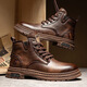 Huilijun Huizhou Martin Boots Men's 2025 Spring British Style Retro Workwear Boots Trendy et polyvalent pour hommes épais Solemn Mid-Top Boots Brows 39