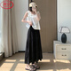 Langsha White Skirt Women's Autumn 2025 New High Waist Slim A-Line Puff Skirt Mid-Length Lace Cake Skirt