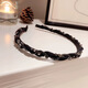 Xianyi black high-end hairband, thin style, 2025 new style headband, high-end braided hairpin, French fashion headwear, black rhinestone thin edge hairband