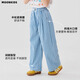 Pantalones a cuadros Pantalones a cuadros de la luna de las niñas Pantalones de la pierna ancha 2025 NUEVOS Pantalones azules de los niños Moda Summer Girls Clothing Children's Straight 15255 Blue Papasid + 15270 Azul cuadrado 110 cm