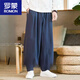 Romon (Romon) Baumwolle und Leinenhosen Männer lose Bloomer Frühlings- und Sommer-Chinesische Stil Casual Hohosere Baumwolle und Leinen große Rettichhose Harem Hosen grau 3xl 160-175jin [Jin entspricht 0,5 kg]