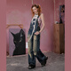 Unifree American Retro Trendy Cool Ripped Loch Wäsche alte, geradlinige Denim Overalls s s