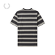 Fred Perry Herren Casual T-Shirt 2025 Sommer neu gestreifte Bildschirme Weizenohr Kurzarm Trend M9851 CCX/Dunkelgrau L.
