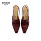 DEEP BREATH Deep Breath Women's Shoes Old Qianfeng Eel Leather Commuter Single Shoes Thin Heel Empty Shoes Women's AX11151 Red 34