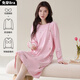 
Wutong Sifu 100 cotton nightgown for women with breast pad Pure cotton Spring and Autumn Long Sleeve Dress Full Cotton Outside Wear Korean Summer Pajama Home Clothes 9906 (with breast pad) XL [100% cotton, recommended 120-140 Jin [Jin equals 0.5 kg]]
