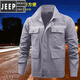 JEEP SPIRIT夏季工作服套装男薄款长袖纯棉秋季耐磨焊工劳保服上班工人工装 719深灰(夏季薄.款套装) S 165(尺码偏大)