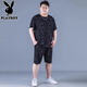 Playboy Ice Silk Sports Sport Summer Summer de gran tamaño para hombres Camiseta de secado rápido para hombres grasas grasas más grasas de manga corta suelta PZ826 SET DE SEDA ICE NEGRO DE ALTA CALIDAD 8XL Recomendado 270-300Jin [Jin equivale a 0.5 kg]