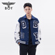 Junge London [Baseball Boy] Herbst Herumn Männer und Frauen gleiche Jacke Farbbündel Print Academy Style Mode Baseball Uniform N12003 Navy Blue Regular XL