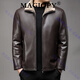 MAGIOPY luxury high-end brand men's leather jacket men's winter new pu leather jacket men's business warm casual fur all-in-one coffee color 175 L