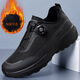 Shukaren Herrenschuhe 2025 Frühling Dicker Sohle rotierender Knopf Sport trendige Schuhe für Herrenbergsteiger Daddy Schuhe Winter plus Samt Outdoor Weiche Sohle L3527 Schwarz plus Samt 38 Lederschuhe Größe
