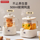 BASSENS small square stewed all-glass health pot 1.2L teapot health kettle integrated kettle thermostatic kettle baby maternal and infant grade material mini tea maker BS-D5pro