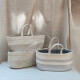 
OTHERins style baby splicing cotton thread storage bucket diaper basket foldable storage bag split discrete storage basket taking photos Black line decoration storage basket 39x2 5.5x18.5