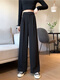 FHHUABD黑色西装裤女春秋薄款韩版高腰垂感显瘦直筒宽松阔腿拖地休闲 1047#黑色一纽扣款 均码 s建议94斤内穿