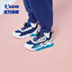 Jordan Boys Laufschuhe Kinder Frühlings- und Herbst Dichte Net -Sneaker Kinderknopf Knopf Kinderschuhe Mogao Blau/Stoffmuster Blau 32