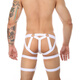 Men's sexy underwear, men's sexy thong, low-waisted, hollow, no-take-off double thong, nightclub, rainbow bar performance, 0 white M (66-73CM)