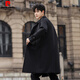 Pierre Cardin Veste de brise-vent de tempérament à mi-long pour hommes pour hommes de la couleur unie lâche et automne Nouveau style britannique Simple Black L recommandé 140 Jin [Jin est égal à 0,5 kg]
