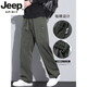 
JEEP SPIRIT high-end American trendy brand work pants men's loose straight paratrooper pants 2025 spring and autumn new sports and casual trousers 9856-Military green L [merchant] 110~130Jin [Jin equals 0.5 kg]