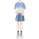 Yoyo One Set für Mädchen 2025 Neues Sommer Dopamine Kurzärärmelte Big Children's Trendy und Cool Outfit für modische zweiteilige Sommer-Set 1429 White + 9928 Purple 160 160 cm