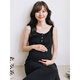 Vestido de maternidad de Miduli para la falda de la tirante francesa delgada de verano para la falda del exterior y el chaleco largo para el vestido de maternidad Black XL