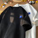 
Dingfengbaoluo Hong Kong style short-sleeved T-shirt for men in summer loose breathable letter embroidery lazy style top JC102 white 2XL