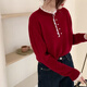 Camisa de base cálida de terciopelo de medio tiempo empalmado con encaje de Manlan para mujeres en otoño e invierno Nuevo diseño Sense Slim Camiseta Top W833 Off-White [Velvet de desarrollo cálido] XL recomendado 115-130Jin [Jin equivale a 0.5 kg]