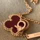 Hunter high version four-leaf clover 18K gold rose gold gold necklace women's clavicle chain carnelian red agate high-end trend medium necklace rose gold carnelian correct