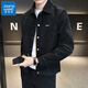 Jeanswest autumn and winter short jacket men's new autumn casual handsome lapel imitation suede gentleman's workwear men's workwear black regular style L 110-125Jin Jin is equal to 0.5 kg