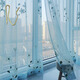 Curtain gauze curtain tulle pastoral window screen fairy bedroom living room balcony French warm new style small clear blue magnolia (hook type) 3 meters wide * 2.5 meters high 1 piece high can be shortened
