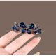 Case makeup Chinese Valentine's Day hairpin for women, elegant new style, high-end rhinestone mother hairpin, top clip on the back of the head, temperament spring clip, dark blue (7cm)
