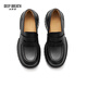 DEEP BREATH Deep Breath Women's Shoes Cowhide Simple XL Thick Sole One-Stand Loafer Women's Shoes AX13116 Black 35