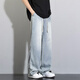 Dingfengbaoluo (Dingfengbaoluo) Tiansi Thin Jeans Men's Retro Loose Straight Down Wide Legs Casual Pants 8022 Nostalgic Blue XL
