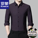 ROMON mulberry silk long-sleeved shirt men's spring and autumn new elastic non-iron striped middle-aged business casual shirt men's Haqing long-sleeved shirt XL 175/41 135-150Jin Jin equals 0.5 kg wear