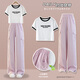 Disney Girls Summer Suit Set 2025 Neue modische Kinder im Internet Promi Summer Style Junior High School Schüler Großer Kinder Kurzarm Zweiköpfig Set 15029 Purple + 9889 White 150 cm