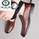 Woodpecker leather shoes men's sandals for summer breathable thin leather business casual shoes soft sole hollow hole punched men's shoes dad's shoes flagship official brand - black hollow 6626 38