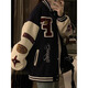 POUM American retro baseball uniform jacket men and women same style design niche casual loose teenager jacket top TM-W733 navy blue 3XL