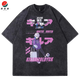
Jueslang animation full-time hunter hunter x hunter retro old summer cotton washing short-sleeved T-shirt for men and women washing black B1301 XL