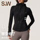 S&W Sports Jacket Women's Autumn Warm Printed Hooded Sports Fitness Yoga Wear Cycling Clothing Top Women Dark Black S