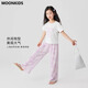 moonkids女童短袖套装2025夏装新款女孩t恤休闲两件套儿童夏季冰丝阔腿裤 19017白色短袖+15258紫色阔腿裤 150 cm