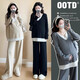 Suit de maternité Geman Suit d'automne 2025 grande taille usure de mode haut de gamme haut de gamme et pantalon printemps et automne en deux pièces Suit gris xxl (recommandé 140-170jin [Jin est égal à 0,5 kg]))