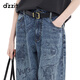 Dzzit Disu [Pop Mart Joint Series] Jeans 2025 Spring New Illustration Pants 3J1R6196T Dark Blue M