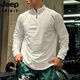 JEEP SPIRIT Jeep fitness long-sleeved men's loose elastic half-zip sports t-shirt running spring and autumn basketball training cycling jersey carbon gray M
