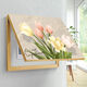 Distribution box decorative painting blocking cream style peony flower restaurant dining room meter box box power main switch hanging painting B style cream peony gold frame 70X50 accommodates 62*42 flip-up model aluminum alloy frame