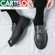Cartelo echte Leder -Ladung Herren -Slipper Lazy Trend Sommer Herrenschuhe Britische Freizeitlederschuhe Koreanische Version Bean Dou Schuhe Männer 9761 Schwarz 39