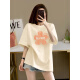 Con la versión coreana pura de la camiseta de algodón puro de algodón puro de algodón puro para mujeres 2025 Nuevo verano de gran tamaño de hombro delgado a media manga tostada 1049# gris oscuro [algodón puro] XL [recomendado 135-155Jin [Jin equivale a 0.5 kg]]]