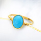Diamond yellow 18K gold egg surface turquoise ring for women, colored gemstone ring, colorful gem ring for wife, girlfriend birthday gift, yellow 18K gold turquoise 7mm*9mm