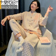 
Modal air cotton mezzanine pajamas for women in spring and autumn and winter pure cotton long sleeve thickened thin cotton home clothing set can be worn outside MFB15271 women M women Suitable for weight 80-100 Jin [Jin equals 0.5 kg]