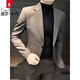 Pierre Cardin Striped Suit Jacket Men's Spring and Autumn 2025 New Style Business Formal Wear, Handsome Casual Suit, Brown Single Dress 2XL Recommended 150Jin Jin is equal to within 0.5kg