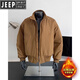 JEEP SPIRIT2025 new navy blue bomber jacket men's spring and autumn silhouette stand collar short American baseball uniform brown cotton jacket XL 135-150Jin Jin equals 0.5 kg