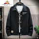 Vogelscheuche (mexikanische) Wildleder -Denimjacke für Herrenherbst- und Winterarbeitsjacke für Herren Velvet Dicked Slim Lapel Jacke [] K12806 Dunkelgrau regulär m
